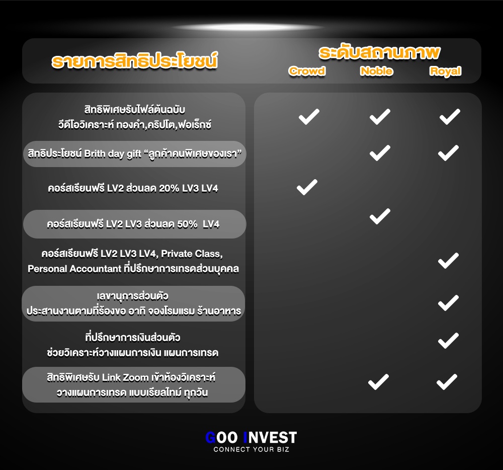 ตารางสิทธิประโยชน์gooinvest